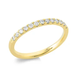 Halb-Memoire Ring aus 750 Gold Gelbgold 13 Brillanten 0,22ct TW-SI B:2mm