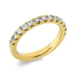Halb-Memoire Ring aus 585 Gold Gelbgold 13 Brillanten 0,76ct TW-SI B:3mm
