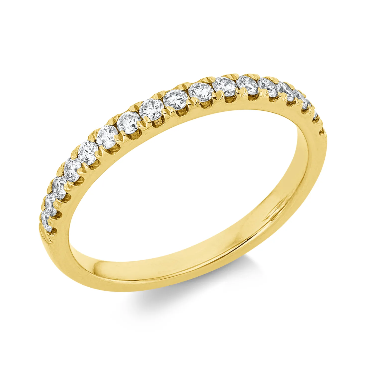 Halb-Memoire Ring aus 750 Gold Gelbgold 17 Brillanten 0,31ct TW-SI B:2,4mm
