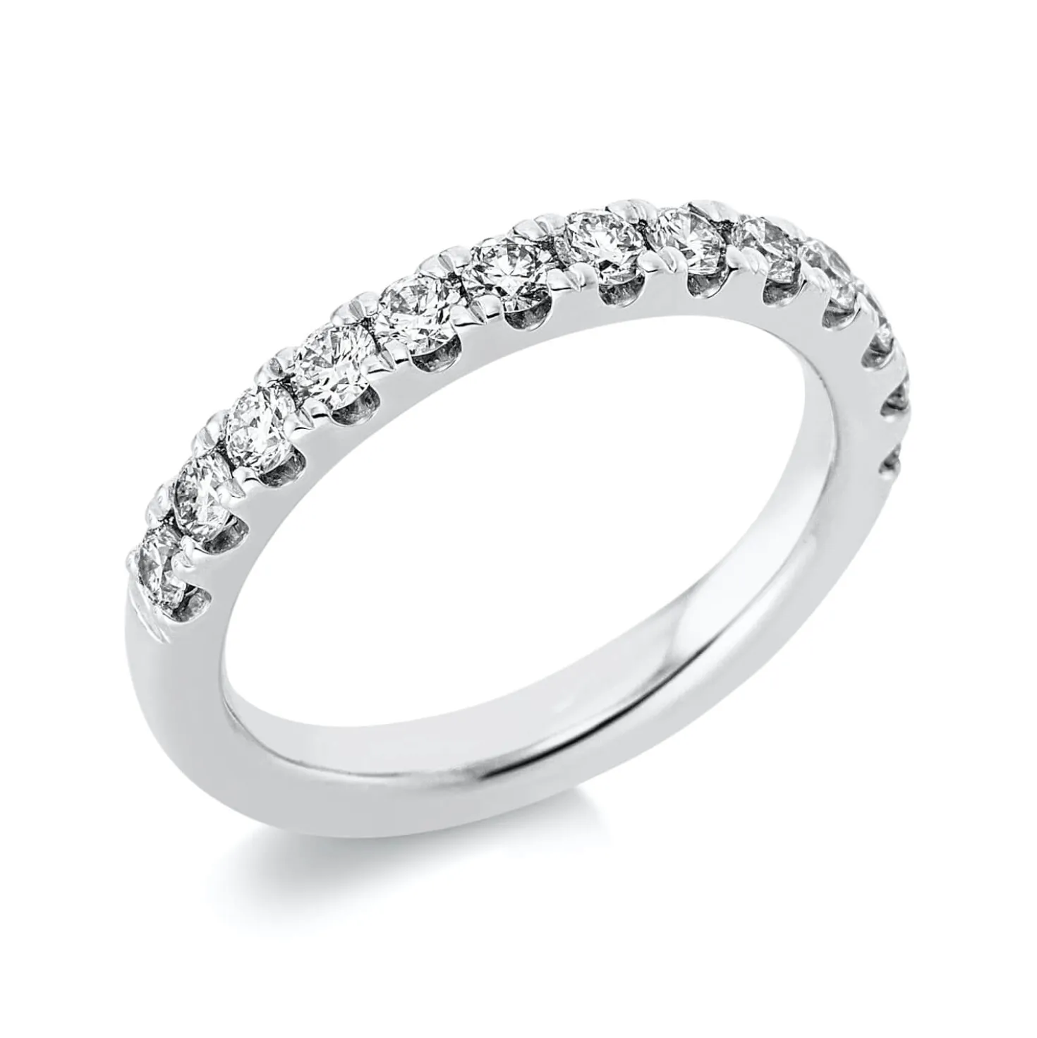 Halb-Memoire Ring aus 750 Gold Weißgold 13 Brillanten 0,77ct TW-SI B:3mm