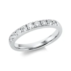 Halb-Memoire Ring aus 750 Gold Weißgold 9 Brillanten 0,5ct TW-SI B:3,2mm