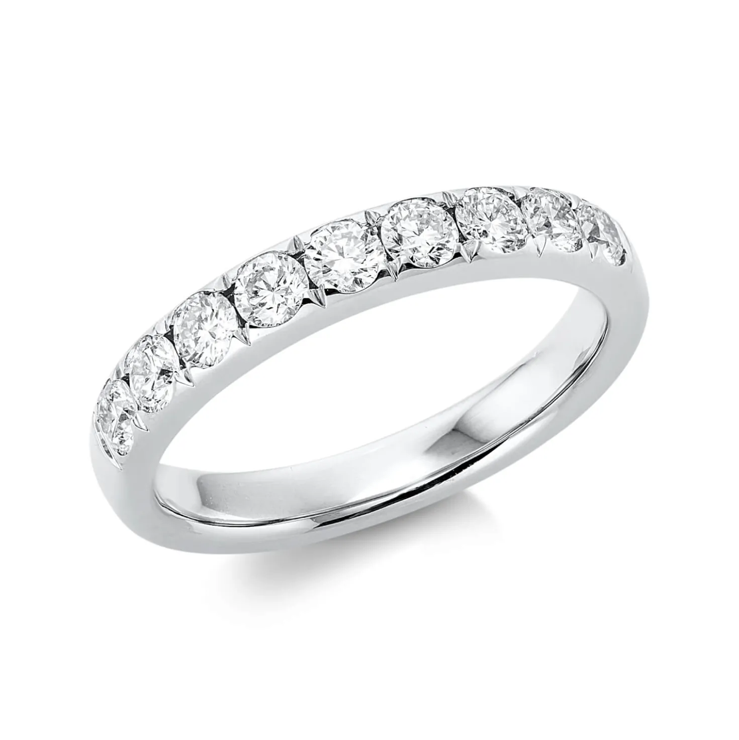 Halb-Memoire Ring aus 950 Platin 9 Brillanten 0,72ct TW-SI B:3,4mm