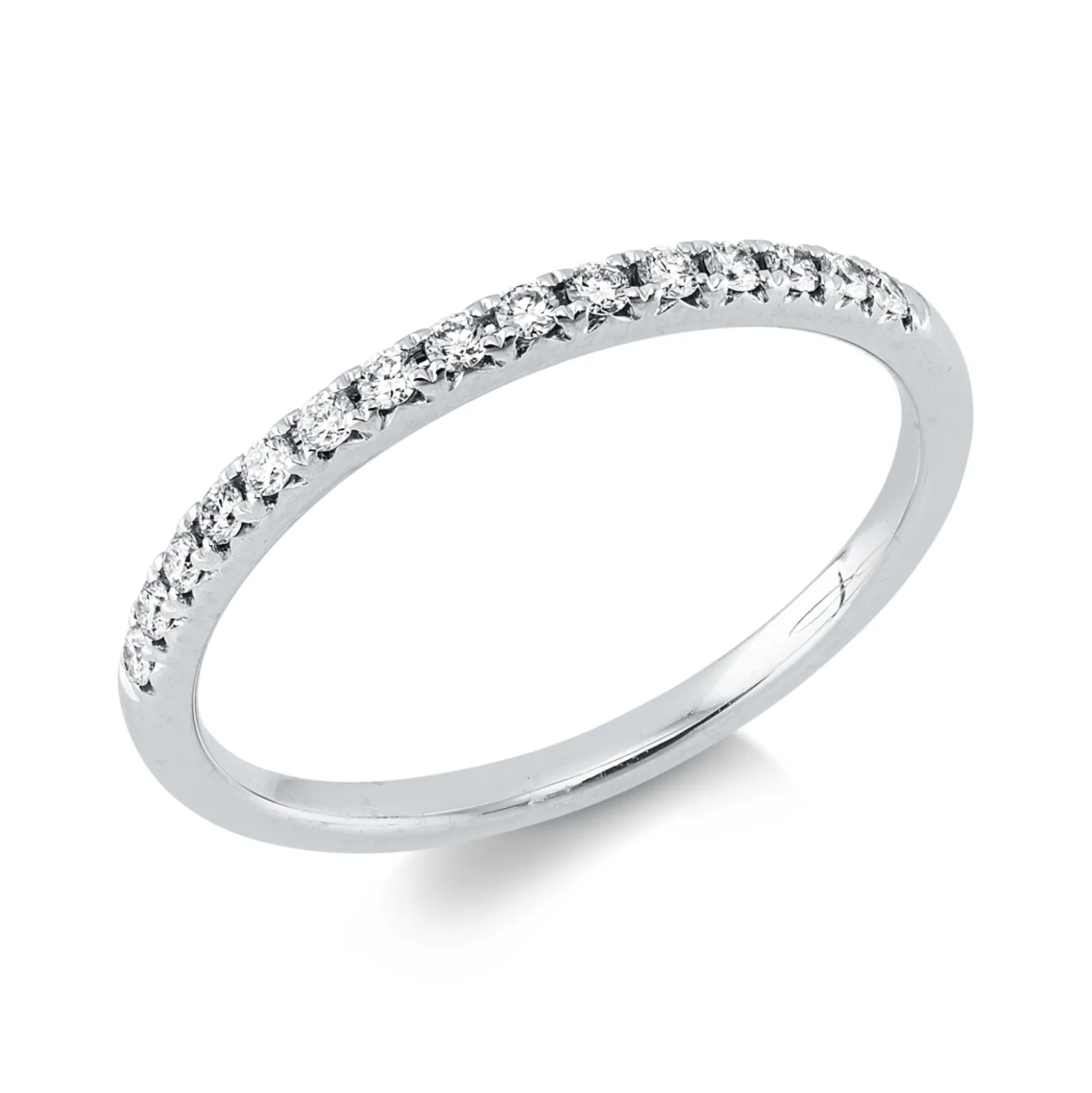 Halb-Memoire Ring aus 750 Weißgold 15 Brillanten 0,15ct TW-VSI/SI B:1,7mm