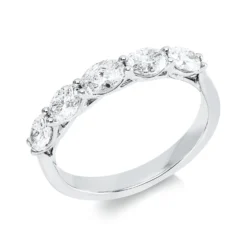 Halb-Memoire Ring aus 750 Weißgold 5 Diamanten Oval-Schliff 0,93ct TW-VSI B:3,4mm