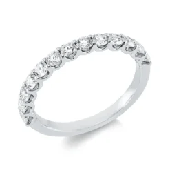 Halb-Memoire Ring aus 750 Weißgold 13 Brillanten 0,75ct TW-VSI/SI B:2,4mm