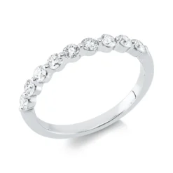 Halb-Memoire Ring aus 750 Weißgold 9 Brillanten 0,5ct TW-VSI/SI B:2,3mm