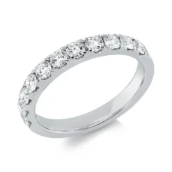 Halb-Memoire Ring aus 750 Weißgold 11 Brillanten 0,69ct TW-VSI/SI B:2,7mm