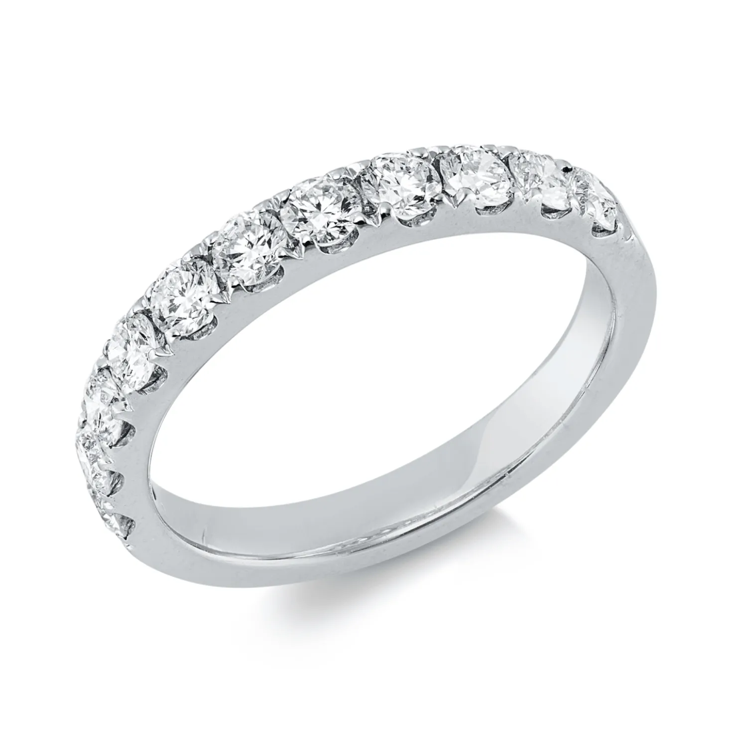 Halb-Memoire Ring aus 750 Weißgold 11 Brillanten 0,69ct TW-VSI/SI B:2,7mm