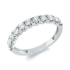 Halb-Memoire Ring aus 750 Weißgold 11 Brillanten 0,57ct TW-VSI/SI B:3,1mm