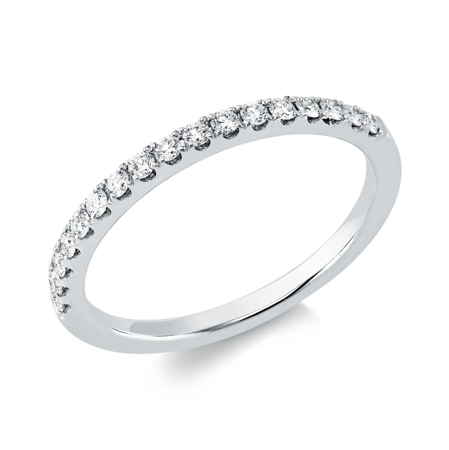 Halb-Memoire Ring aus 750 Weißgold 17 Brillanten 0,25ct TW-VSI/SI B:1,6mm