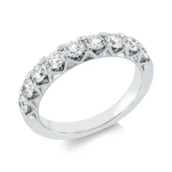 Halb-Memoire Ring aus 750 Weißgold 9 Brillanten 1,07ct TW-SI B:3,3mm