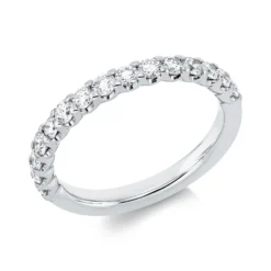Halb-Memoire Ring aus 750 Weißgold 15 Brillanten 0,7ct TW-SI B:2,5mm