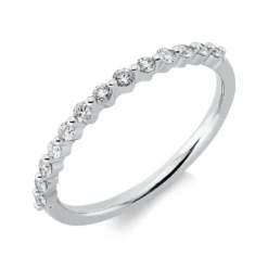 Halb-Memoire Ring aus 750 Weißgold 13 Brillanten 0,23ct TW-PI B:1,7mm