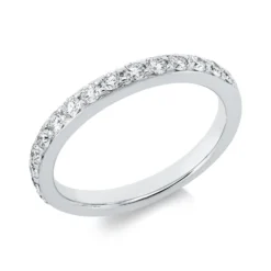 Halb-Memoire Ring aus 750 Weißgold 15 Brillanten 0,5ct TW-SI B:2,8mm