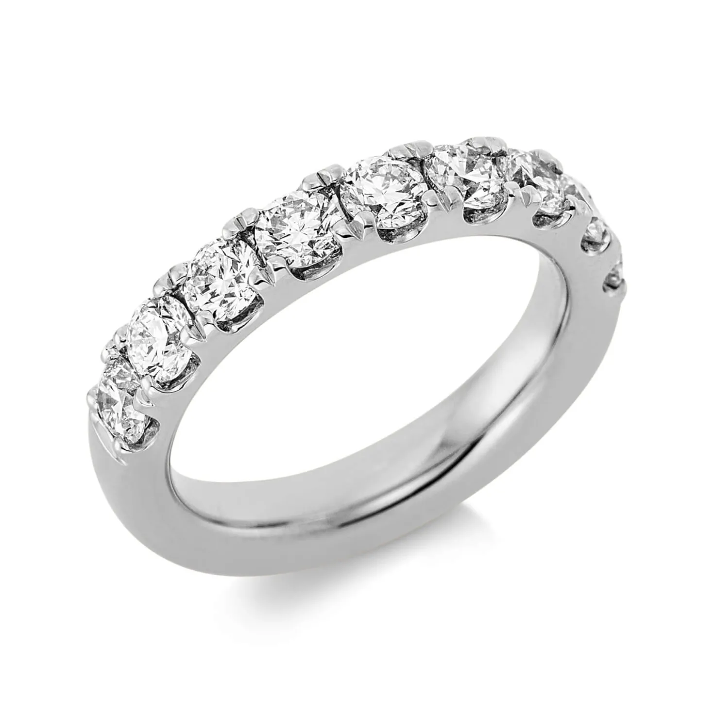 Halb-Memoire Ring aus 585 Weißgold 9 Brillanten 1,61ct TW-SI B:4,1mm