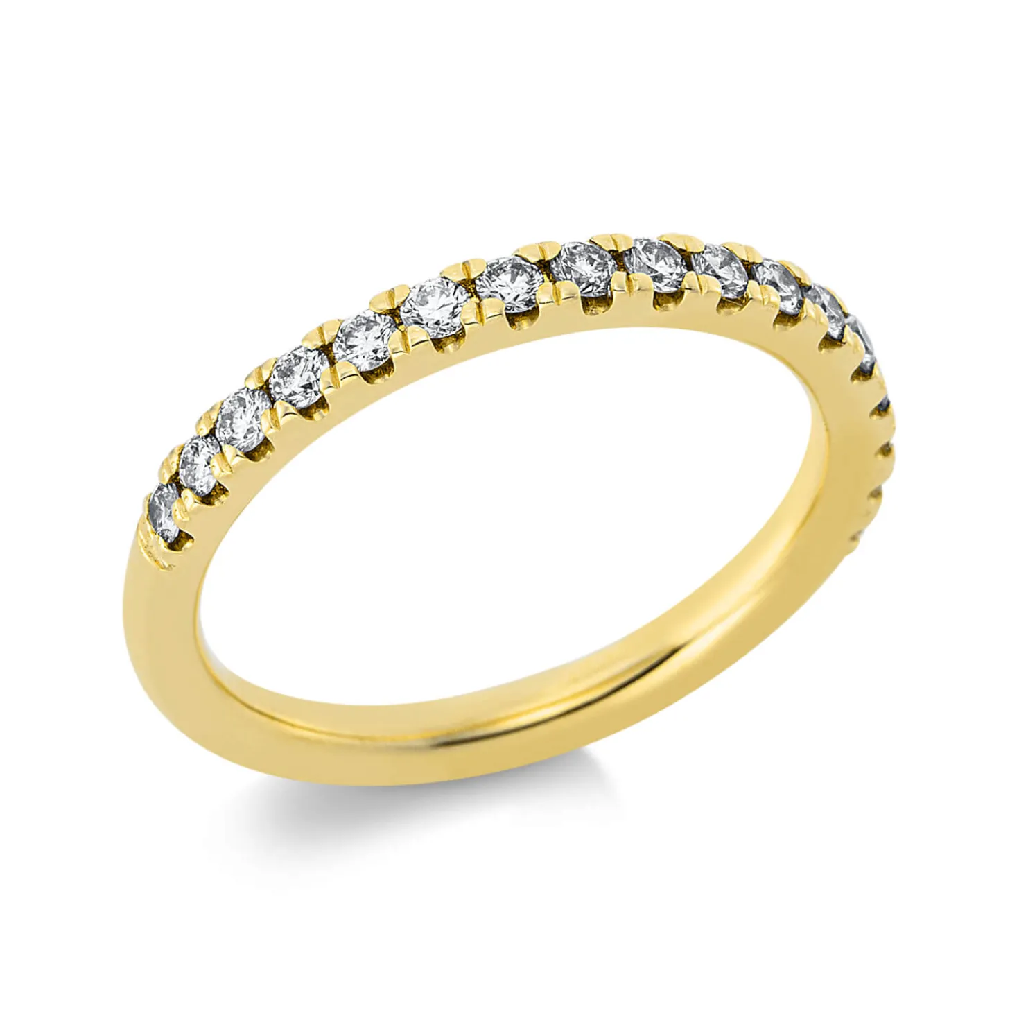 Halb-Memoire Ring schmal aus 750 Gelbgold 17 Brillanten 0,39ct TW-SI B:2,3mm