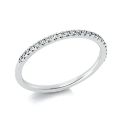 Halb-Memoire Ring schmal aus 750 Weißgold 23 Brillanten 0,14ct TW-SI B:1,7mm