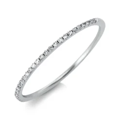 Halb-Memoire Ring schmal aus 750 Weißgold 27 Diamanten 0,08ct TW-SI B:0,9mm