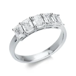 Halb-Memoire Ring 750 Weißgold 5 Diamanten Smaragd-Schliff 2,03ct TW-SI B:4,9mm
