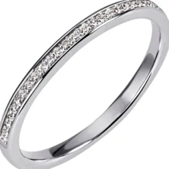 Halbmemory-Ring 585 Gold Weißgold 29 Diamanten Brillanten 0,11 Ct W/SI
