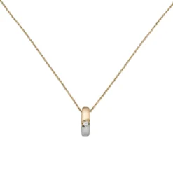 Halskette Collier Anhänger Brillant 0.05Ct W/P1 585 Gelbgold 43cm Goldcollier