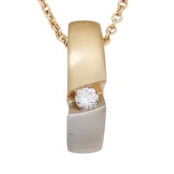 Halskette Collier Anhänger Brillant 0.05Ct W/P1 585 Gelbgold 43cm Goldcollier