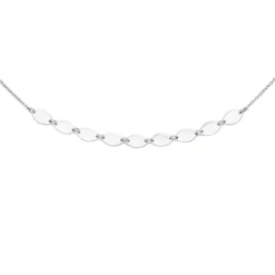 Halskette Collier aus 925 Silber rhodiniert spitzovale Plättchen 42-45cm Damen