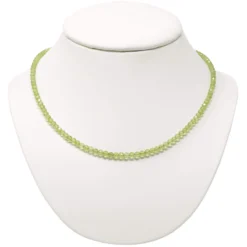 Halskette Collier Edelstein Peridot 4mm grün facettiert funkelnd 925 Silber 48cm