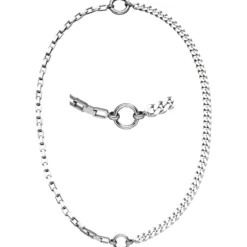 Halskette Collier Panzerkette & Ankerkette aus 925 Silber rhodiniert