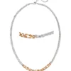 Halskette Collier 2-reihig aus 925 Silber bicolor teilrotvergoldet 42-47cm