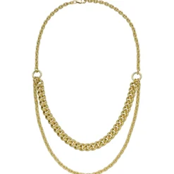 Halskette Collier 2-reihig Panzerkette & Ankerkette 925 Silber vergoldet 45cm