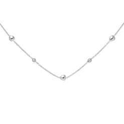 Halskette Collier Rundankerkette Kugeln & Herzen 925 Silber rhodiniert 42-45cm