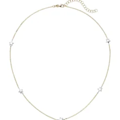 Halskette Collier Sterne 375 Gelbgold & Weißgold Rundankerkette 38-43cm bicolor