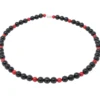 Halskette Kette aus Onyx & Koralle & 925 Silber, schwarz-rot