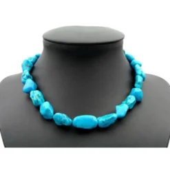 Halskette Kette Collier Türkis-Howlith 925 Silber Halsschmuck Natursteine 50cm