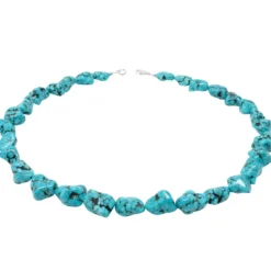Halskette Kette Collier Türkis-Howlith 925 Silber Halsschmuck Natursteine 50cm