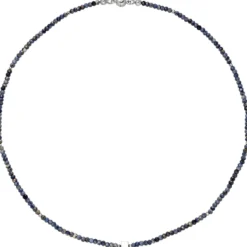 Halskette Kette mit Safir-Rondell und Hämatin 43cm Edelsteinkette blau-violett