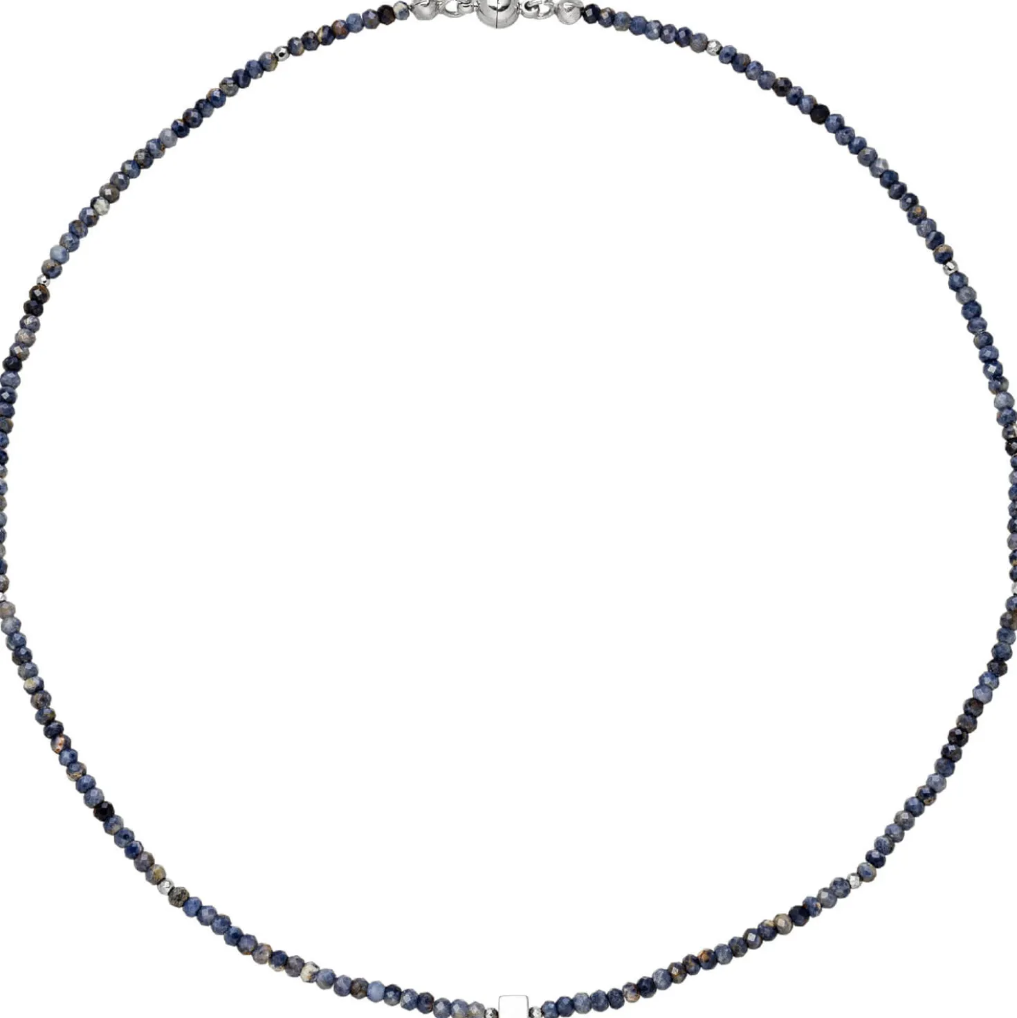 Halskette Kette mit Safir-Rondell und Hämatin 43cm Edelsteinkette blau-violett