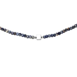 Halskette Kette mit Safir-Rondell und Hämatin 43cm Edelsteinkette blau-violett