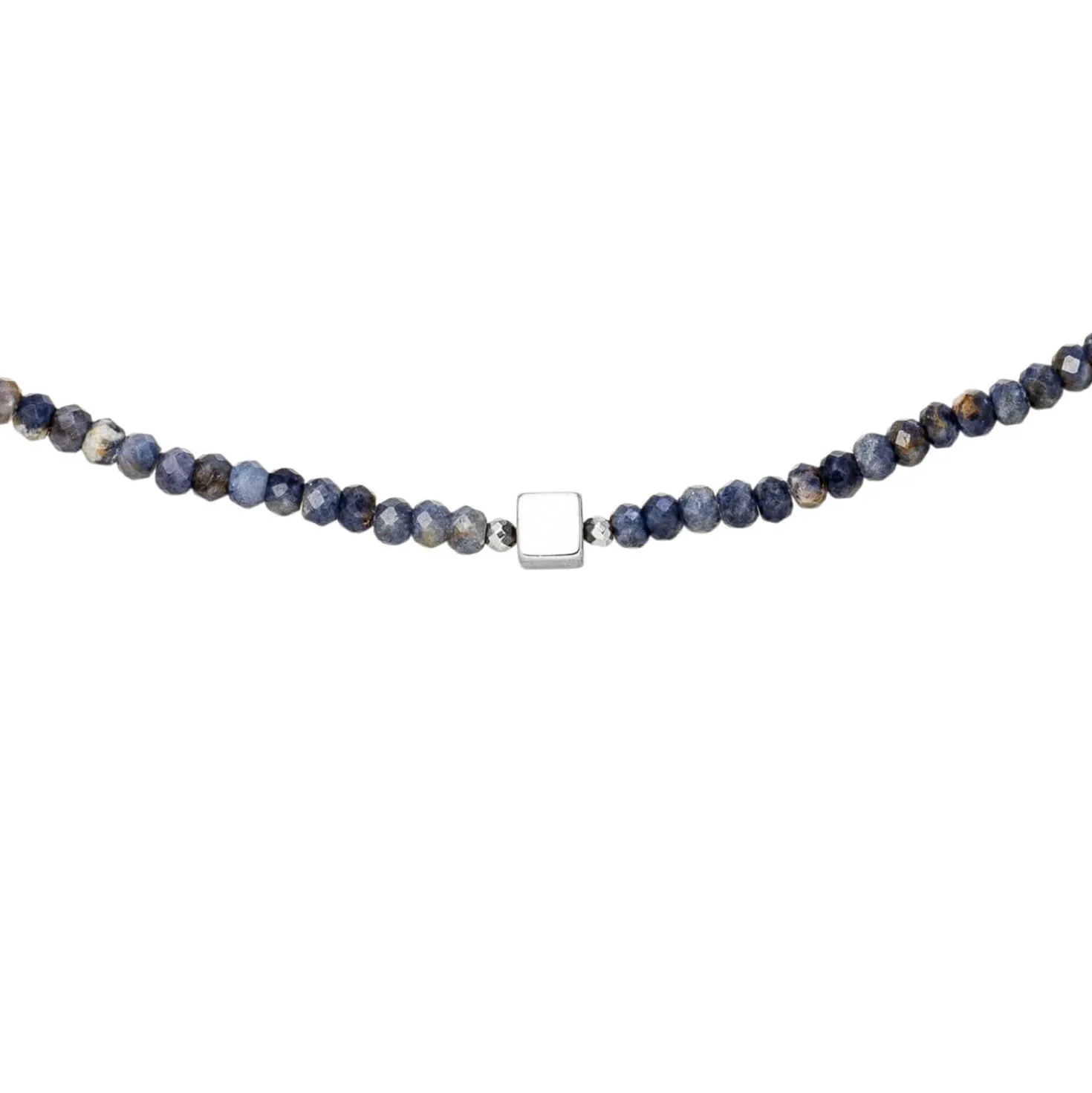 Halskette Kette mit Safir-Rondell und Hämatin 43cm Edelsteinkette blau-violett