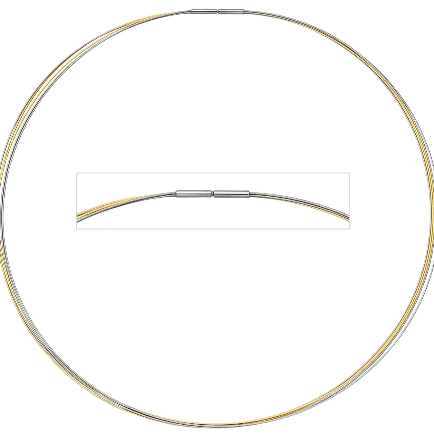 Halsreif Omegareif Halskette Collier Edelstahl 5-reihig bicolor vergoldet 42cm
