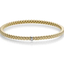 Himbeer-Armband Armreif Armschmuck elastisch 4mm 750 Gold Gelbgold stretch