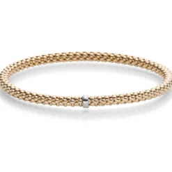 Himbeer-Armband Armreif Armschmuck elastisch 4mm 585 Gold Rotgold stretch