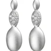 Hängerstecker Ohrstecker aus 925 Silber matt mit 14 Zirkonia Ohrringe Ohrschmuck