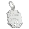 I Love You - Anhänger 22x15mm Brief mit Gravurplatte aus 925 Silber mattiert