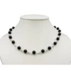 Kette Collier aus echtem Onyx schwarz klassisch Onyxkette Halsschmuck Damen