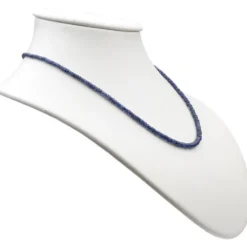 Kette Collier aus echtem Saphir & 925 Silber Edelsteinkette blau dunkelblau