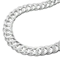 Kette Collier aus 925 Echt Silber, Doppelpanzer Silberkette, 50cm