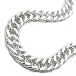 Kette Collier aus 925 Echt Silber, Doppelpanzer Silberkette, 50cm
