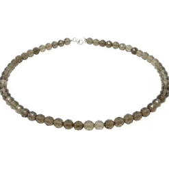 Kette Collier aus Rauchquarz braun facettiert Edelsteinkette Halskette Damen